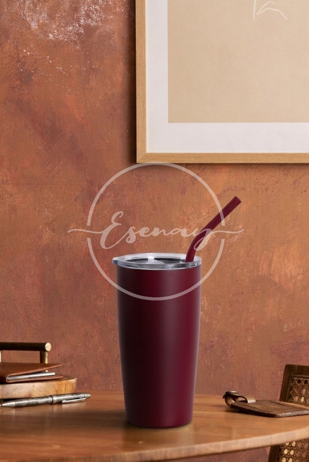 MakerFlo 20oz Tumbler Image | 1 Styled Image Mockup | Maroon