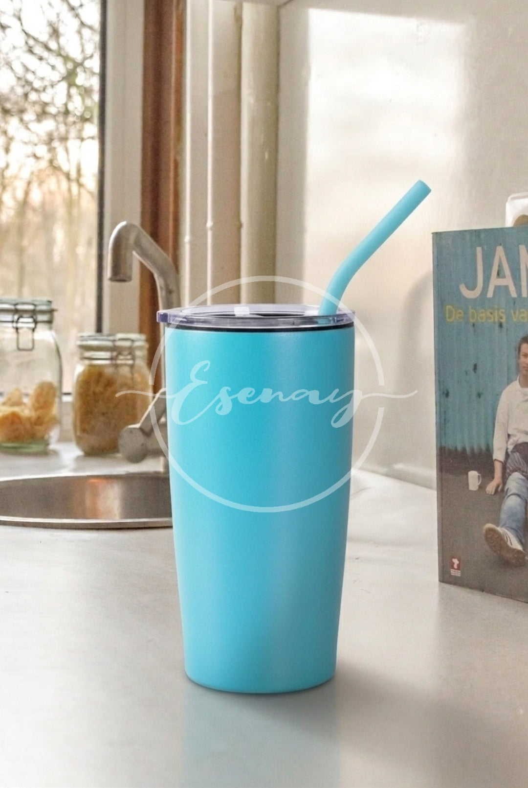 MakerFlo 20oz Tumbler Image | 1 Styled Image Mockup | Teal