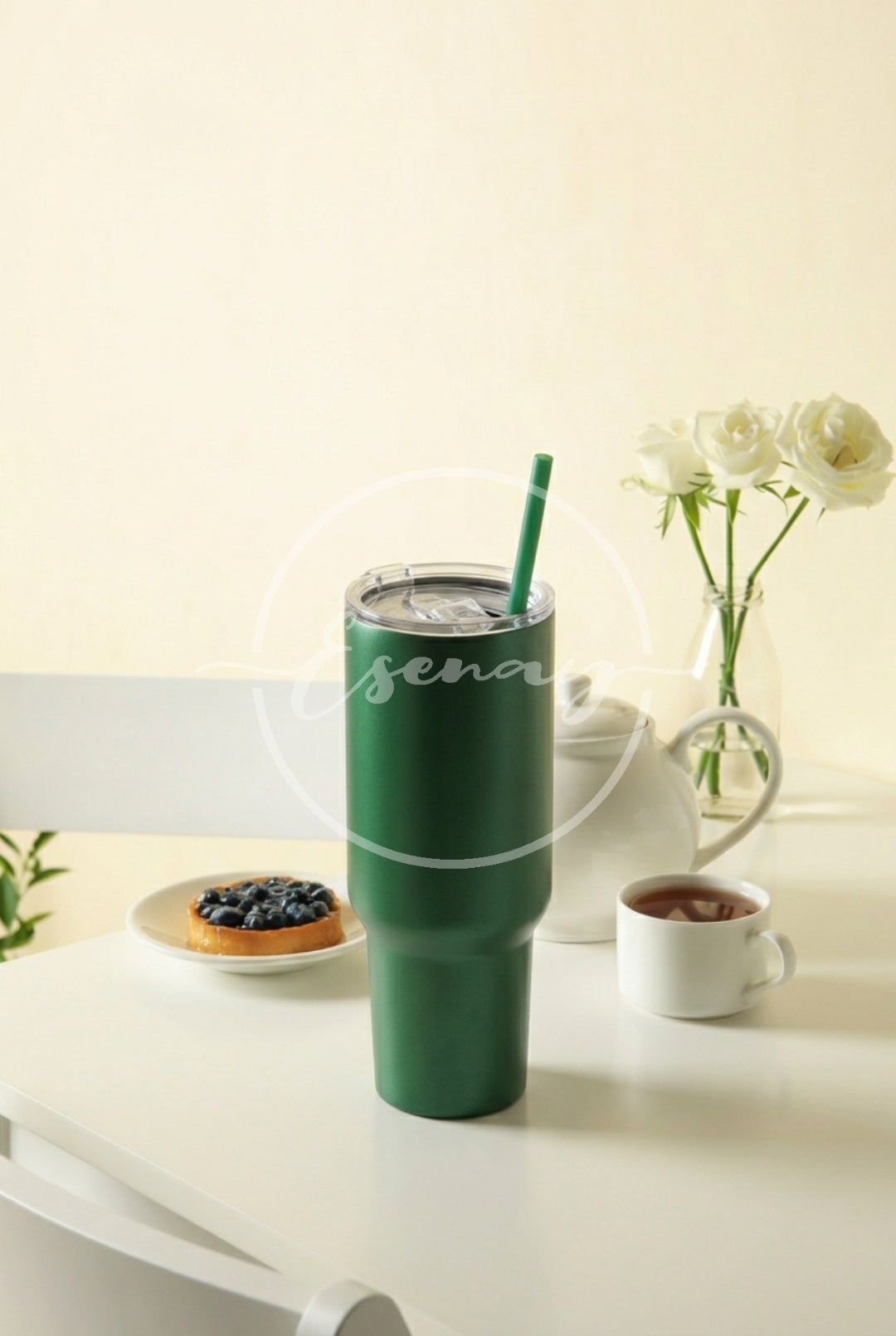 MakerFlo 40oz Tumbler Image | 1 Styled Image Mockup | Green