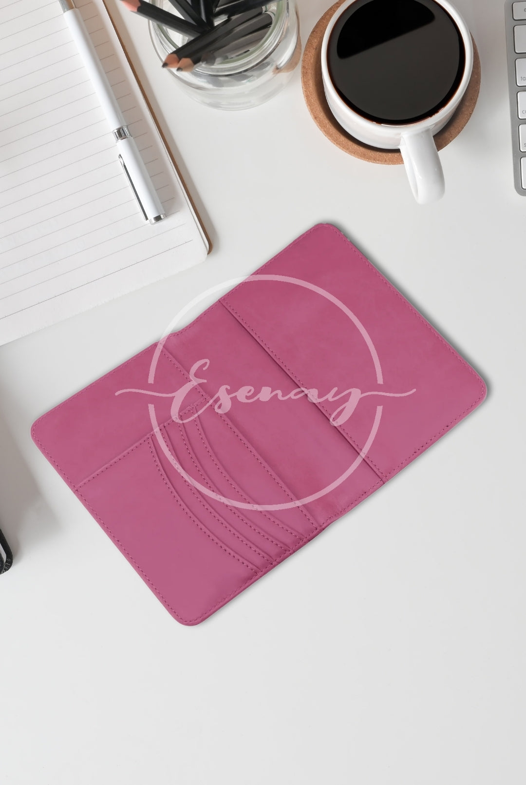 MakerFlo Laserette Passport Wallet Images Set | 2 Styled Image Mockups | Pink