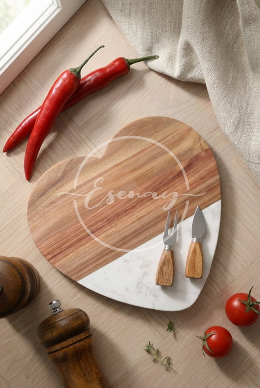 MakerFlo Heart Serving Board Images Set 3 | 2 Styled Image Mockups
