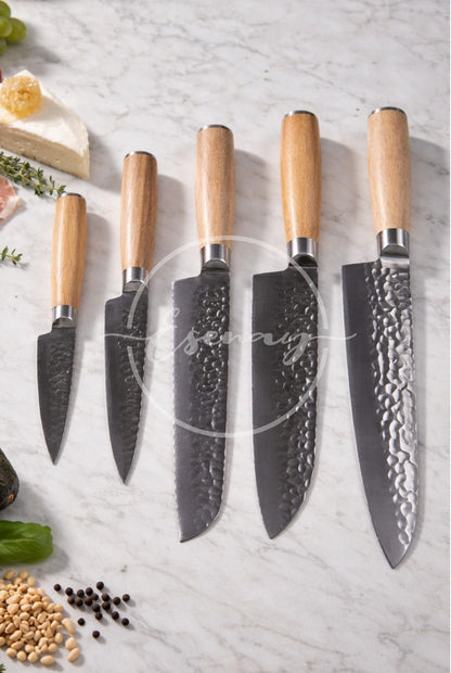MakerFlo Kitchen Knife Set with Magnetic Stand Images | 3 Styled Image Mockups