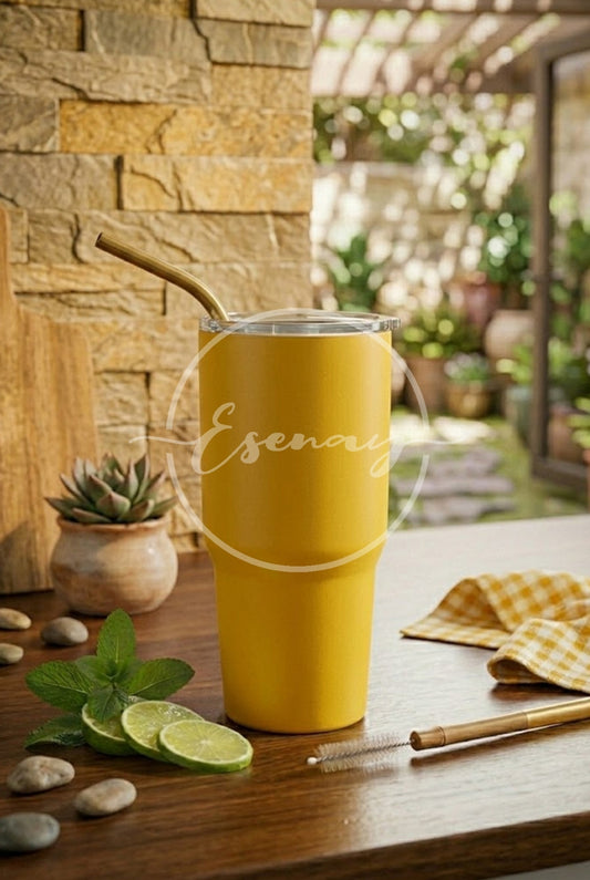 MakerFlo 30oz Tumbler Image | 1 Styled Image Mockup | Yellow