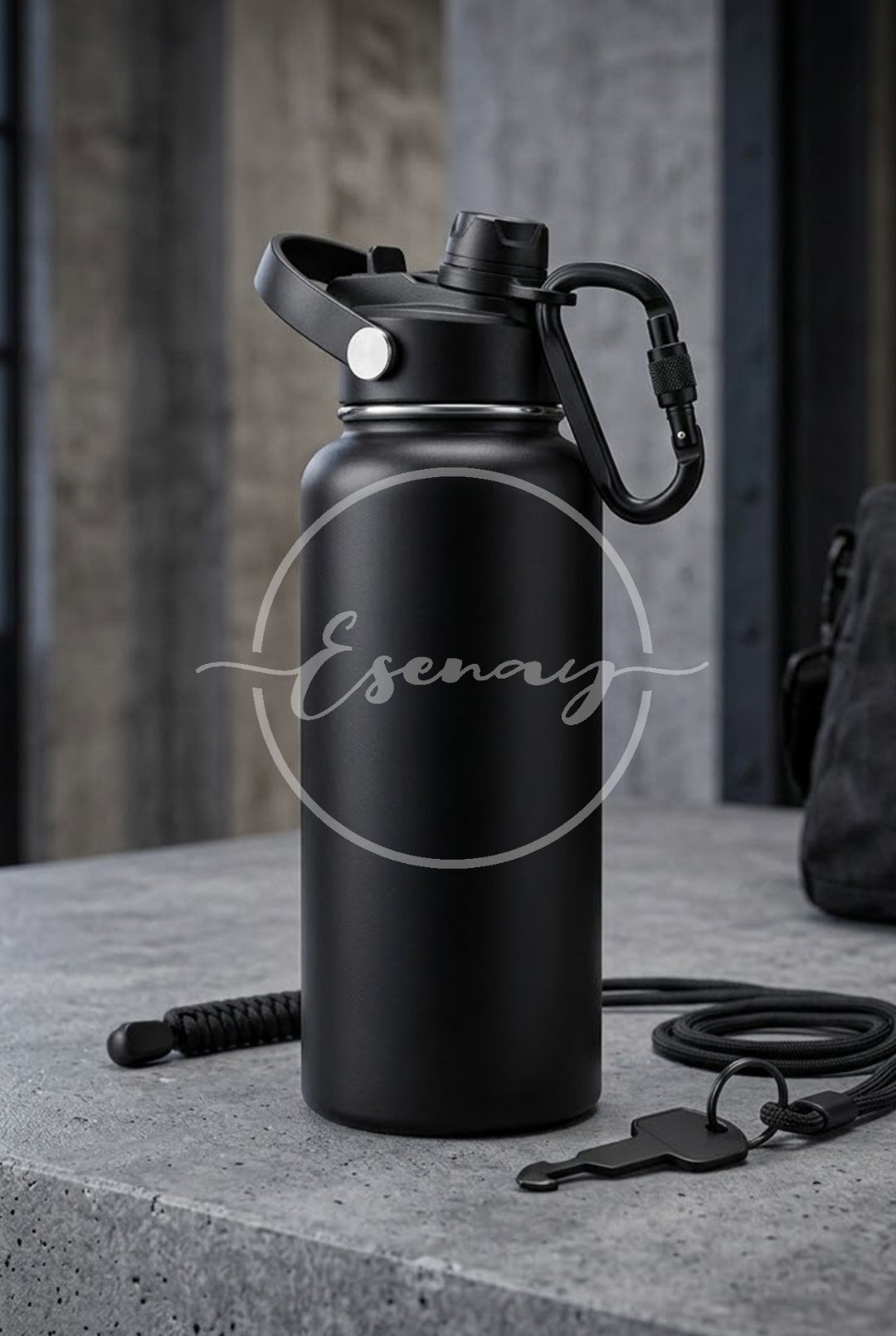 MakerFlo 32oz Hydro Bottle Image | 1 Styled Image Mockup | Black
