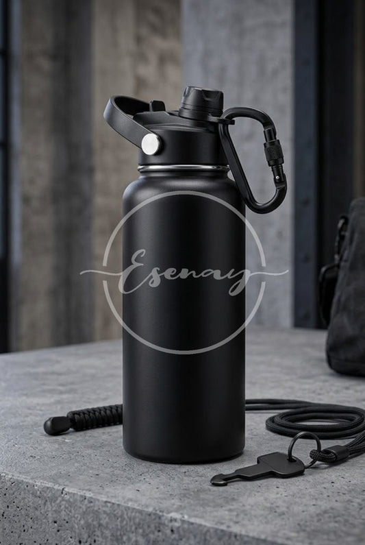MakerFlo 32oz Hydro Bottle Image | 1 Styled Image Mockup | Black