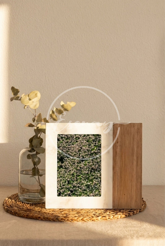MakerFlo Marble & Wood Picture Frame Image 4 | 1 Styled Image Mockup
