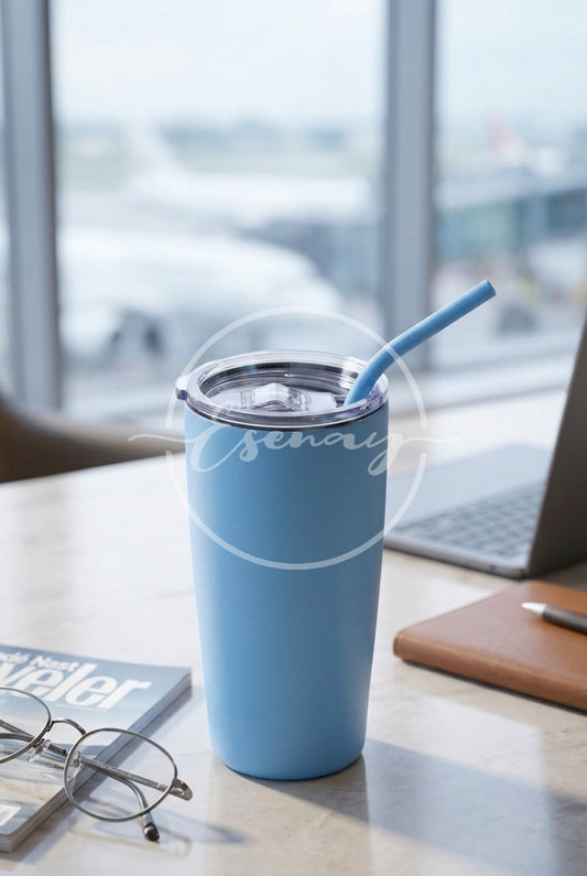 MakerFlo 20oz Tumbler Image | 1 Styled Image Mockup | Sky Blue