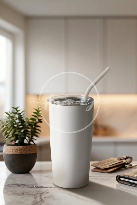 MakerFlo 20oz Tumbler Image | 1 Styled Image Mockup | White