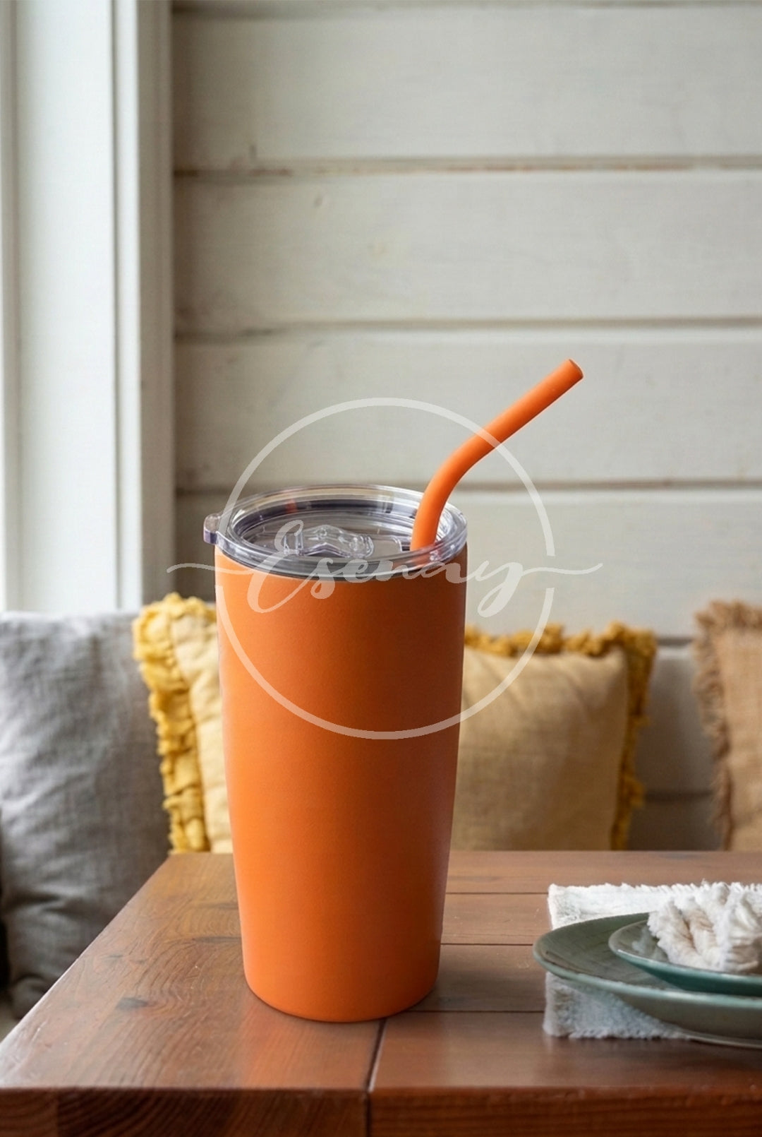 MakerFlo 20oz Tumbler Image | 1 Styled Image Mockup | Orange