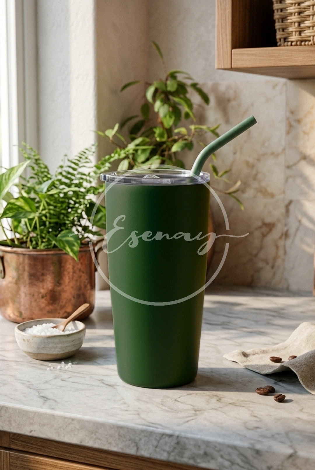 MakerFlo 20oz Tumbler Image | 1 Styled Image Mockup | Green