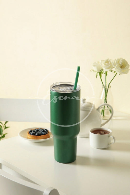 MakerFlo 40oz Tumbler Image | 1 Styled Image Mockup | Green