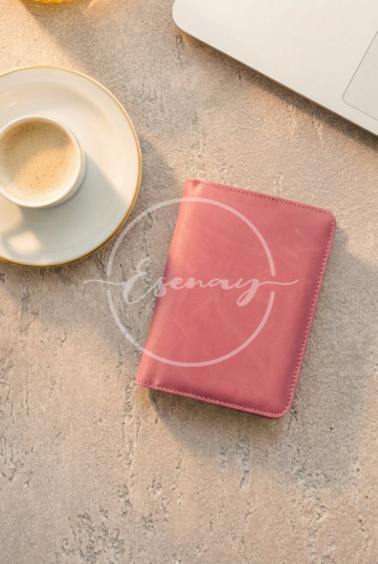 MakerFlo Laserette Passport Wallet Images Set | 2 Styled Image Mockups | Pink