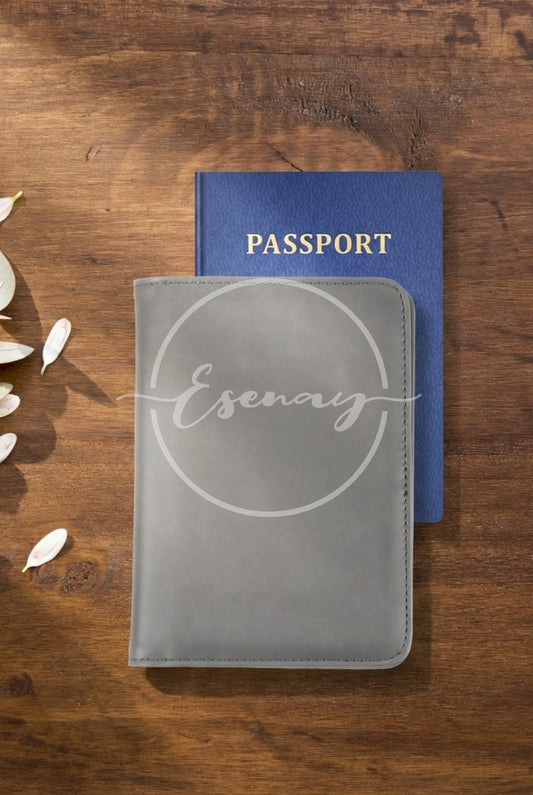 MakerFlo Laserette Passport Wallet Images Set | 2 Styled Image Mockups | Gray