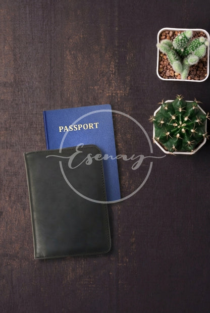 MakerFlo Laserette Passport Wallet Images Set | 2 Styled Image Mockups | Black